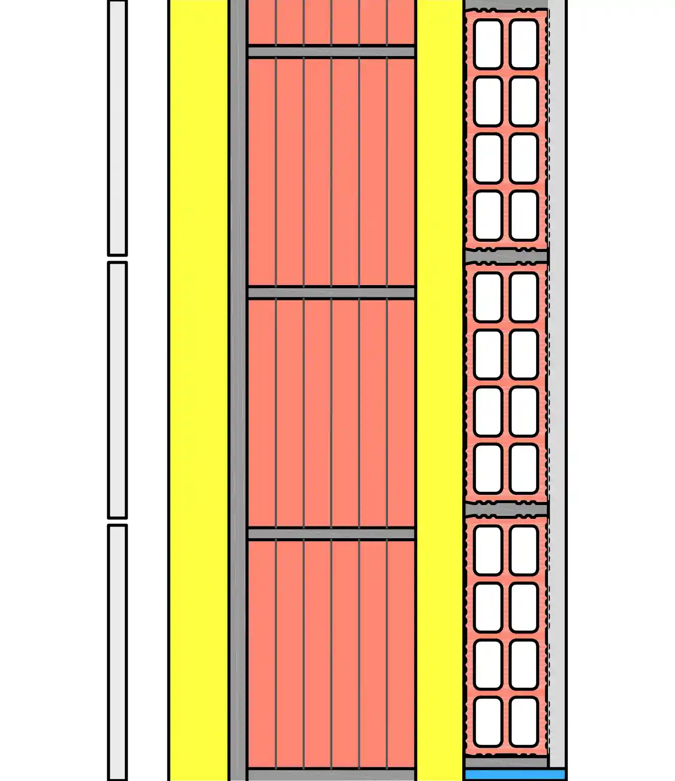 Imágen de sección de fachada ventilada con trasdosado cerámico para Termoarcilla® 14